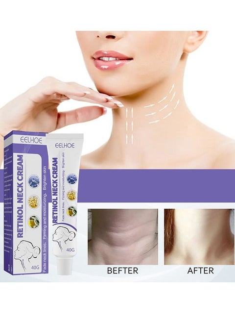 Firming Neck Cream, 40g Moisturizing Firming Retinol Neck Massage Cream Anti Aging Moisturizing Anti Wrinkle Cream Neck Cream Helps Against Double Chins and Neck Wrinkles