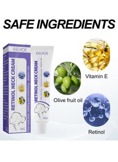 EELHOE Firming Neck Cream, 40g Moisturizing Firming Retinol Neck Massage Cream Anti Aging Moisturizing Anti Wrinkle Cream Neck Cream Helps Against Double Chins and Neck Wrinkles  - Image 4