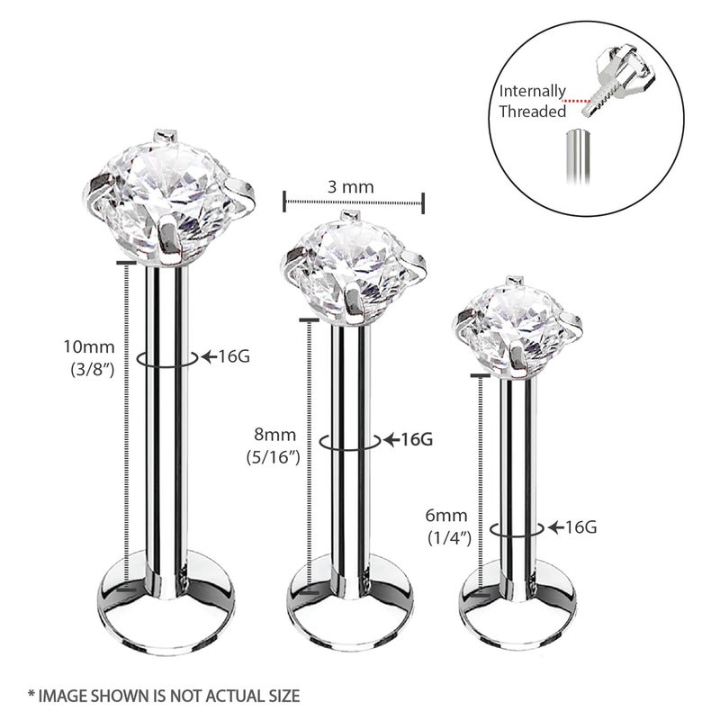 BodyJ4You 3PC Labret Tragus Cartilage 16G Studs, Internally Threaded Surgical Steel Created-Opal Stone, Helix Lip Monroe Medusa Conch, Versatile Piercing Jewelry - Image 2