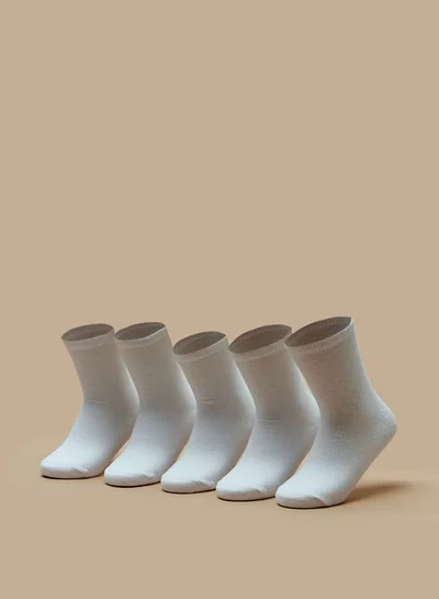JUNIORS Solid Crew Length Socks - Set of 5