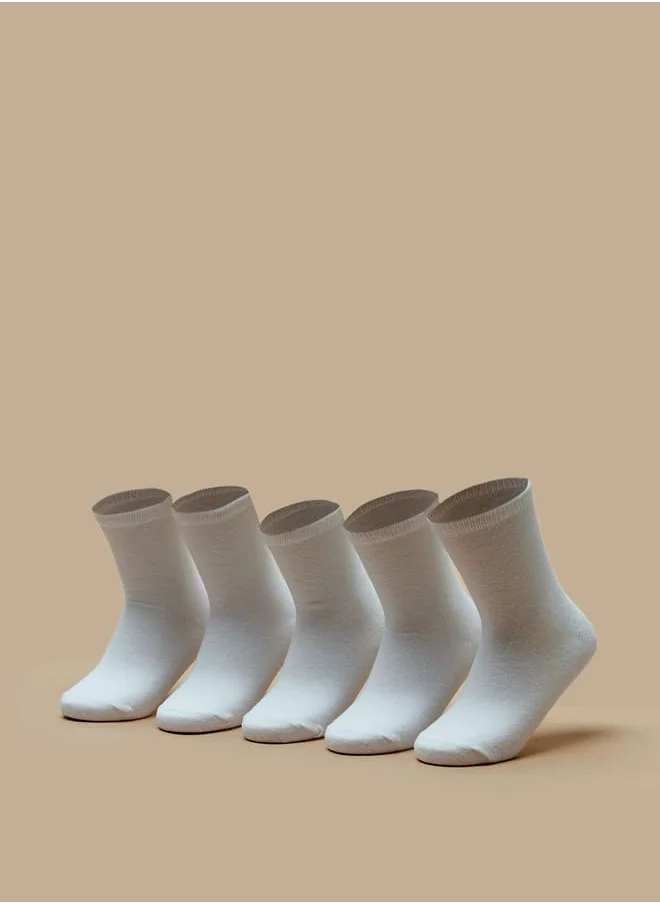 جونيورز Solid Crew Length Socks - Set of 5