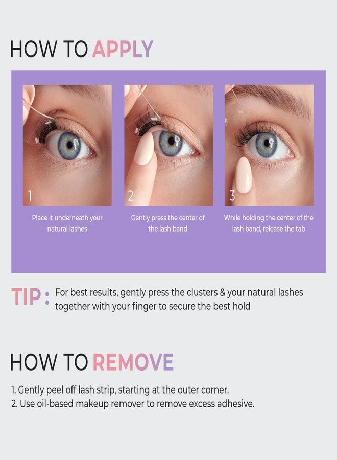 Impress KISS imPRESS Falsies Easy Tab Press On Self Adhesive Eyelashes, Black, 'Airy Wispy', 1 Pair of 3mm-6mm inner Light Volume Eyelash Clusters & 1 Pair of 4mm-10mm Outer Half-Lashes with Easy Tabs - Image 2