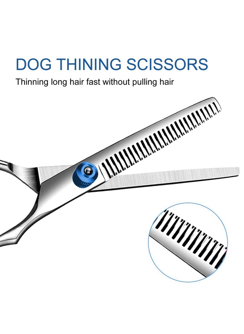 Generic - Dog Grooming Scissors Kit with Safety Round Tips, Heavy Duty Rubber Stainless Steel, Professional Dogs Cats Pets Grooming Shears Set, Thinning Shears, Curved Scissors, Comb - Image 1