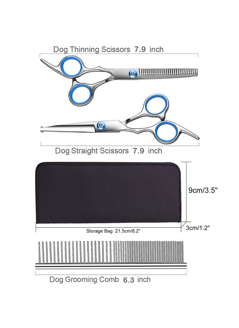 Generic - Dog Grooming Scissors Kit with Safety Round Tips, Heavy Duty Rubber Stainless Steel, Professional Dogs Cats Pets Grooming Shears Set, Thinning Shears, Curved Scissors, Comb - Image 1