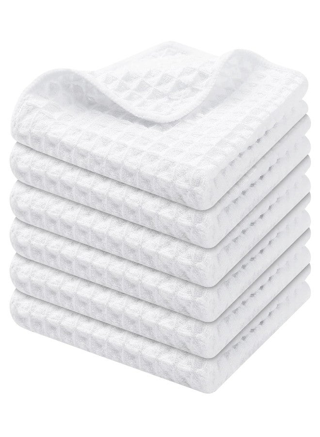 Homaxy Microfiber Waffle Weave Kitchen Dish Cloths, 12 x 12 Inch Ultra Absorbent and Solid Color Dish Towels for Kitchen Fast Drying Dishcloth for Washing Dishes, 6 Pack, White - Image 1