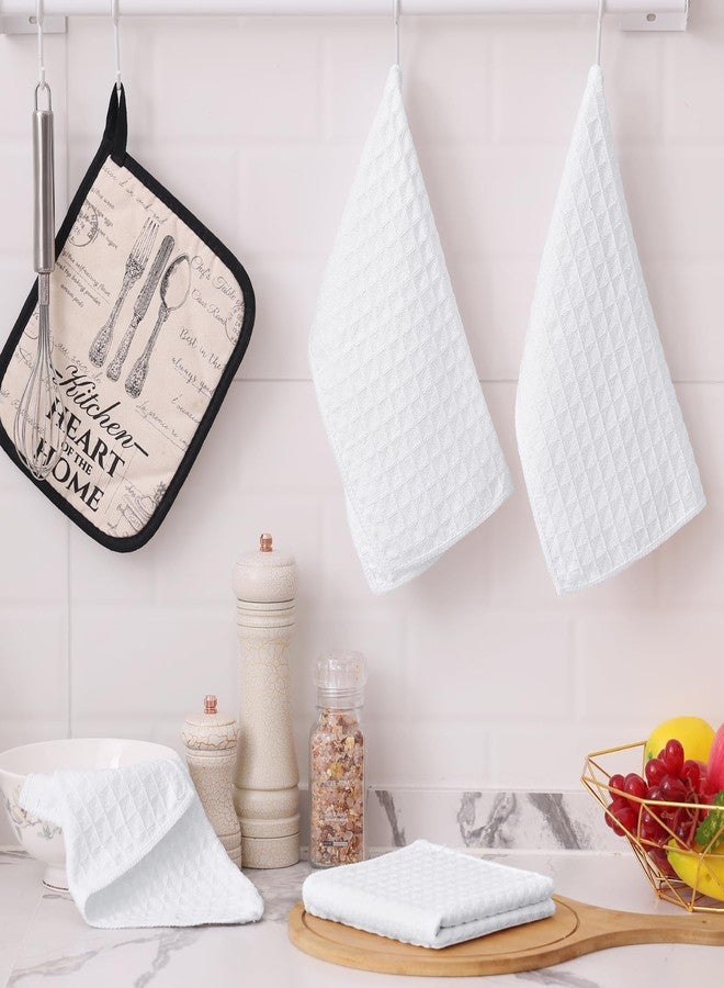 Homaxy Microfiber Waffle Weave Kitchen Dish Cloths, 12 x 12 Inch Ultra Absorbent and Solid Color Dish Towels for Kitchen Fast Drying Dishcloth for Washing Dishes, 6 Pack, White - Image 2