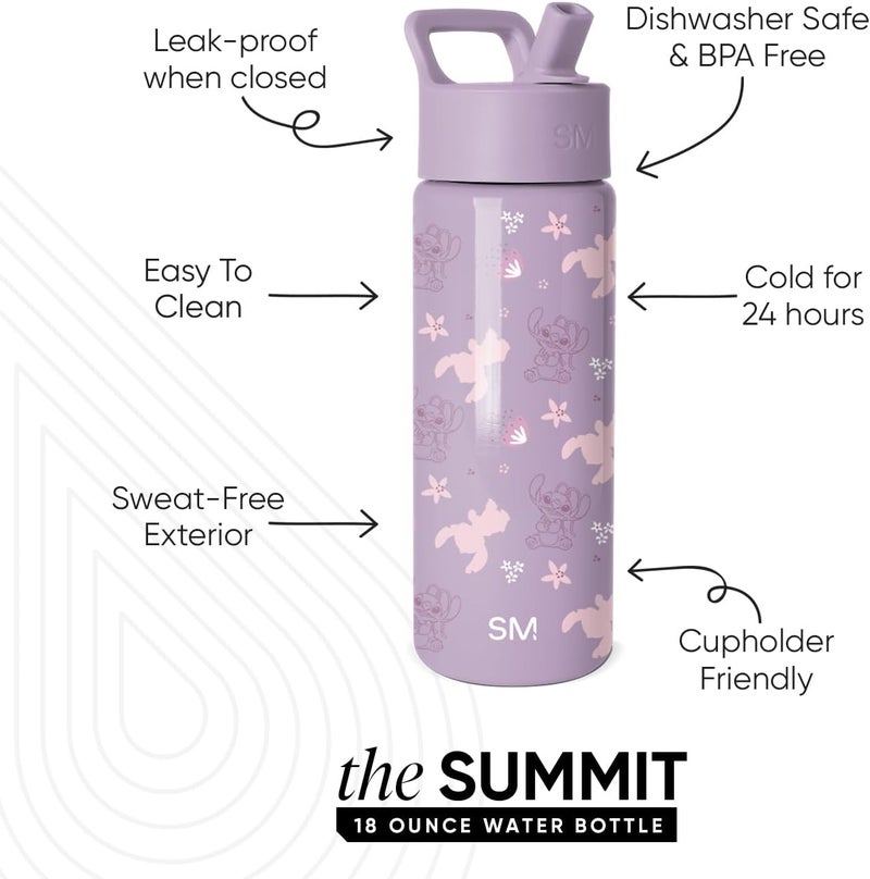 Kids Summit Water Bottle with Straw Lid | Disney Stitch 18oz Stainless Steel Cup Insulated Tumbler for Toddlers, Boys, Girls, School | Stitch Experiment 624 - Image 1
