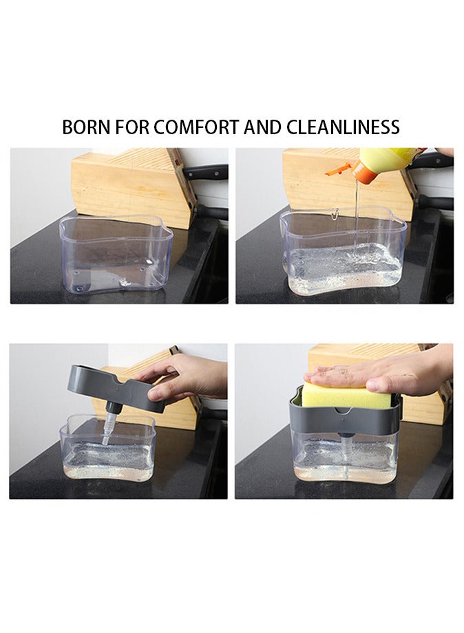 موزع مضخة الصابون والإسفنج لموزع غسيل الأطباق السائل في مطبخك موزع غسيل الأطباق السائل باللون الرمادي - Image 5