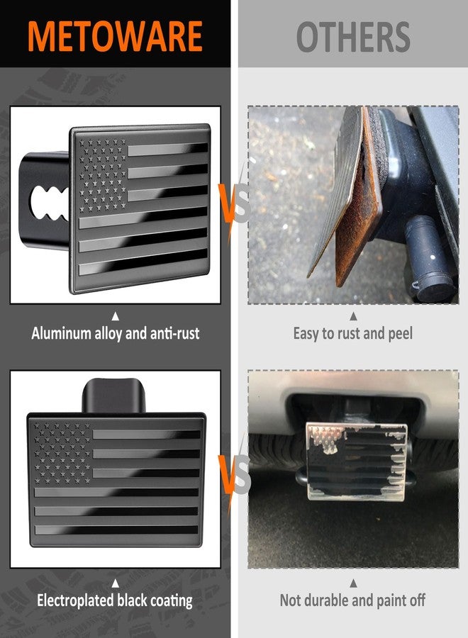 METOWARE Trailer Hitch Covers, Heavy American Flag Metal Hitch Cover for 2 Inch Receivers, Tow Hitch Covers for Trucks Accessories (with Anti-Rattle 5/8-Inch Diameter Hitch Lock) - Image 4