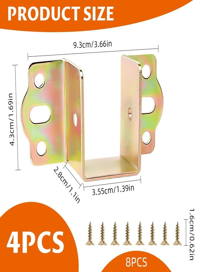 Serplex® U -Type Bed Hinges for Bed Cross Beams, Robust Alloy Steel Bed Hinges Beam Supports Pre-Punched Brackets for Bed Rail, Suitable for 35mm Width Wooden Beam, Pack of 4 - Image 2