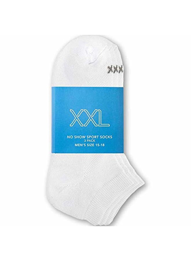 XXL No-Show Sport Socks (Men's size 15-18) (3-Pack), White, Men's size 15-18 - Image 2