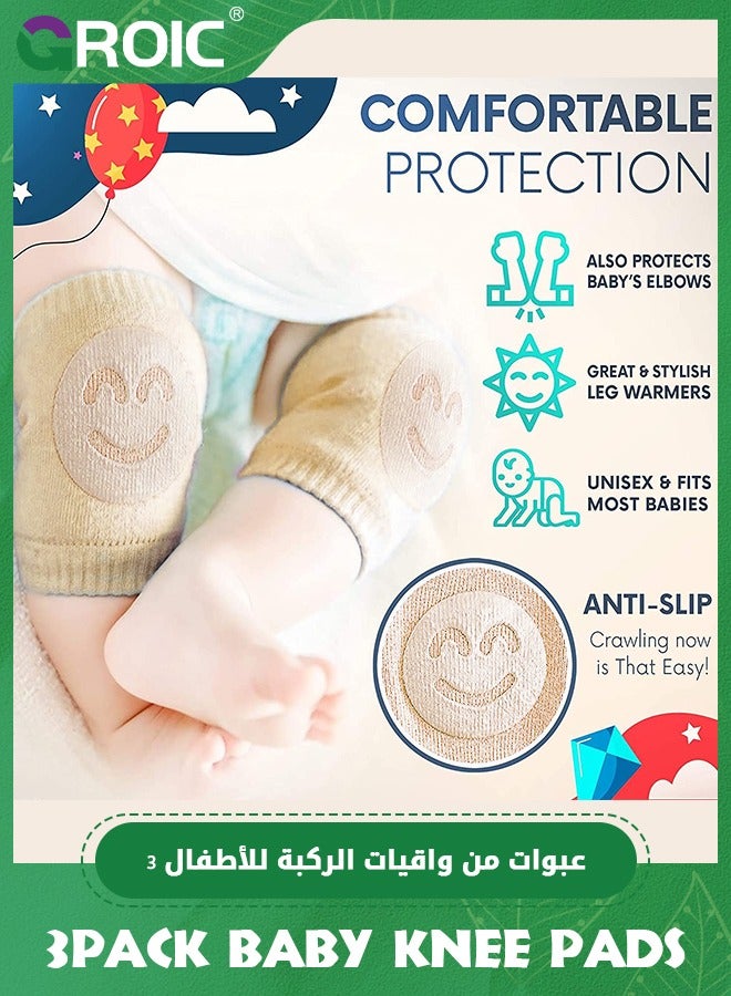 GROIC 6 Pairs Baby Knee Pads for Crawling and Baby Socks for Walking,Toddler Socks with Grippers and Crawling Anti-Slip Knee Pads for Infant,Baby Toddlers Kneepads - Image 2