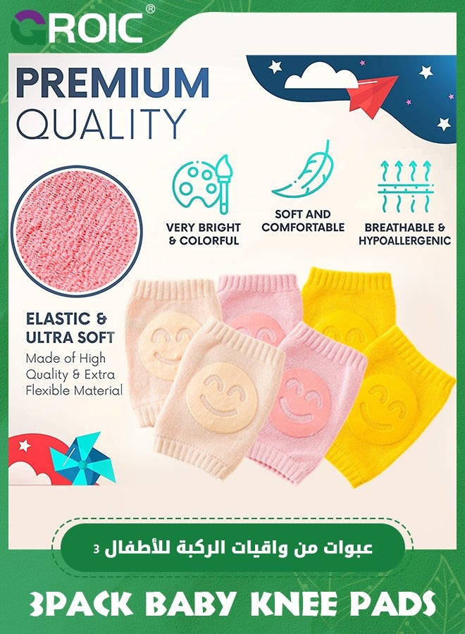 GROIC 6 Pairs Baby Knee Pads for Crawling and Baby Socks for Walking,Toddler Socks with Grippers and Crawling Anti-Slip Knee Pads for Infant,Baby Toddlers Kneepads - Image 3