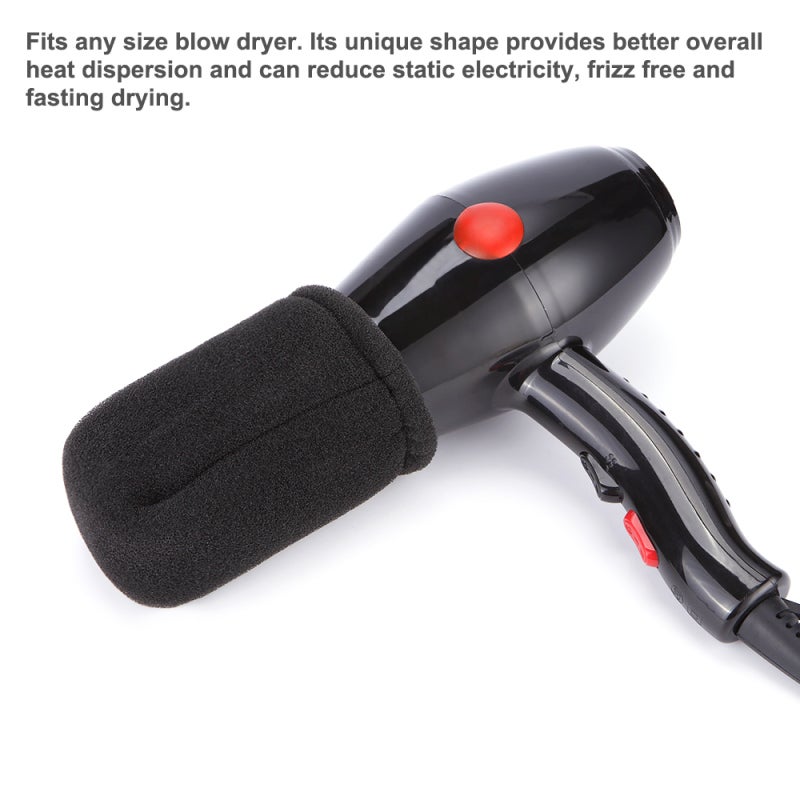 Hair Dryer Wind Cover: Black Soft Anti-scalding Sponge - Universal Fit For Any Size Blow Dryer, Ion-infused Frizz-reducing Fast-drying Attachment For At-home Hair Styling - Image 2