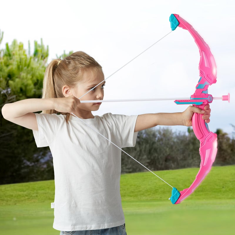 JOYIN Pink Bow and Arrow Set for Girls, LED Light Up Archery Toy Set with 9 Suction Cup Arrows, Target & Arrow Case, Christmas Indoor Outdoor Activity Toy for Kids Girls Ages 3-12 - Image 3