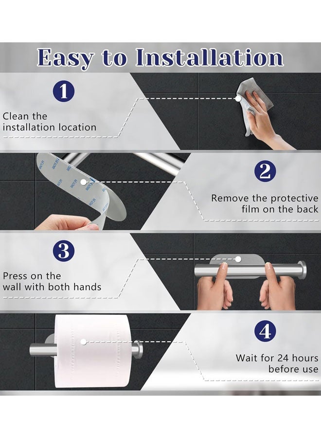 WangPangZi Stainless Steel Toilet Paper Holder Self Adhesive Premium SUS304 Rustproof No Drilling Bathroom Kitchen Washroom Paper Roll Holder for Home Use - Image 4