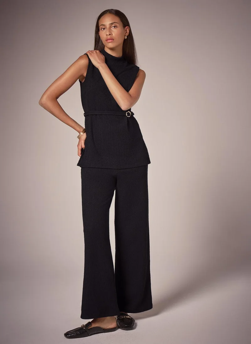 Matalan Et Vous Black High Neck Belted Co Ord Tunic