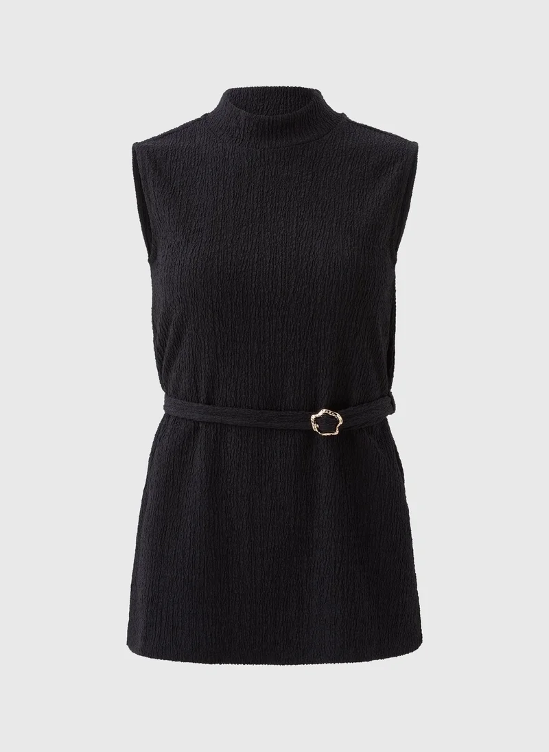 Matalan Et Vous Black High Neck Belted Co Ord Tunic