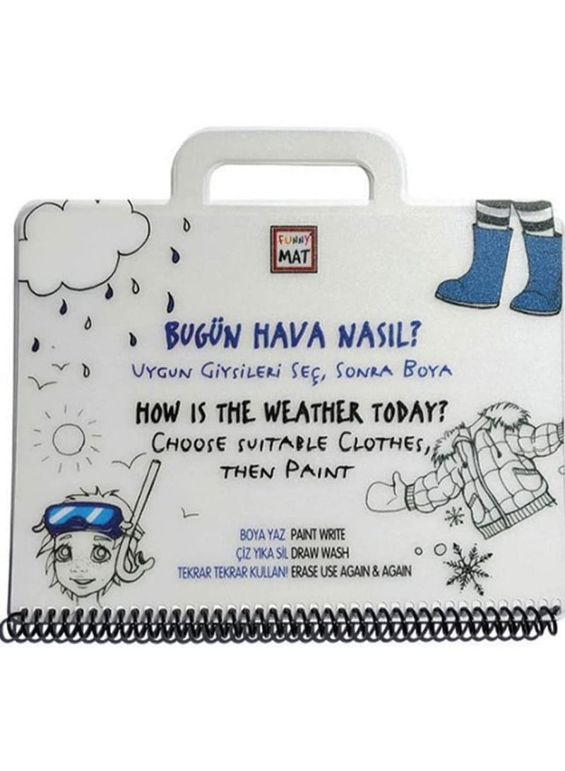 Funny Mat Washable Silicone Coloring  Notebooks and Mat Travel Set  - Weather - Image 1