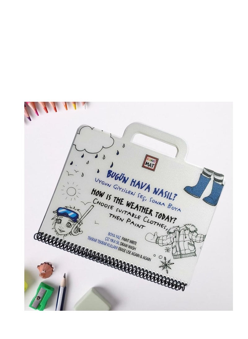 Funny Mat Washable Silicone Coloring  Notebooks and Mat Travel Set  - Weather - Image 2
