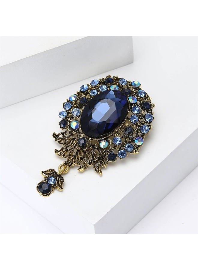 RLHRNDE Vintage Austrian Crystal Brooch Pin for Women Men Antique Teardrop Diamond Flower Brooch Victorian Style Brooches Elegant Wedding Broach Pin for Clothes Dress Hats Bags Accessory, Medium, - Image 5