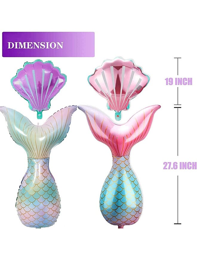 MXN 20 Pcs Mermaid Confetti Balloons, Mermaid Tail Sea Foil Balloons, for Birthday Wedding Summer Beach Mermaid Sea Theme Party Supplies  - Image 2
