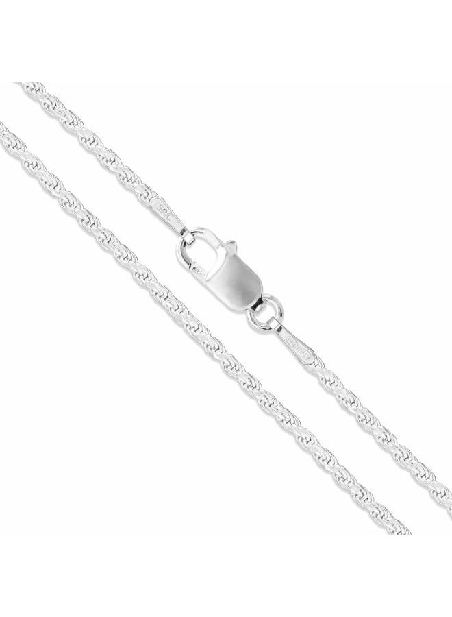 Sac Silver سلسلة حبل مقطوعة من الفضة الإسترلينية 1.1 مم 1.5 مم 1.7 مم 2 مم 2.5 مم صلبة 925 إيطاليا قلادة جديدة، الطول 18 بوصة، فضة إسترلينية، بدون أحجار كريمة - Image 1