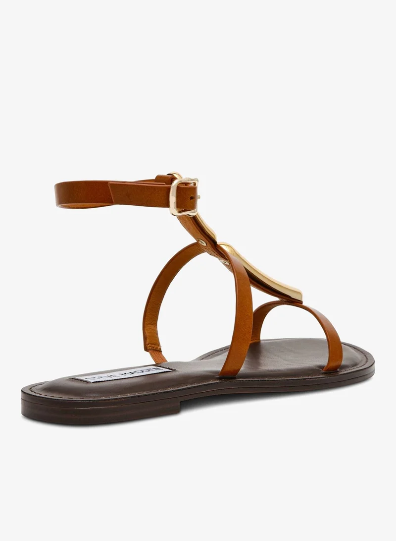 ستيف مادن صنادل فلات نسائية جلد تان ستيف مادن