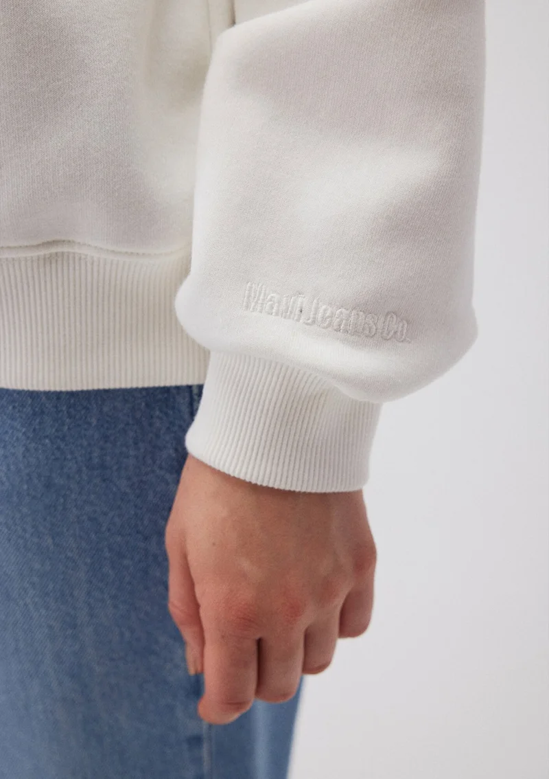 مافي Blue Women's Crew Neck White Basic Sweatshirt 1610198-70057