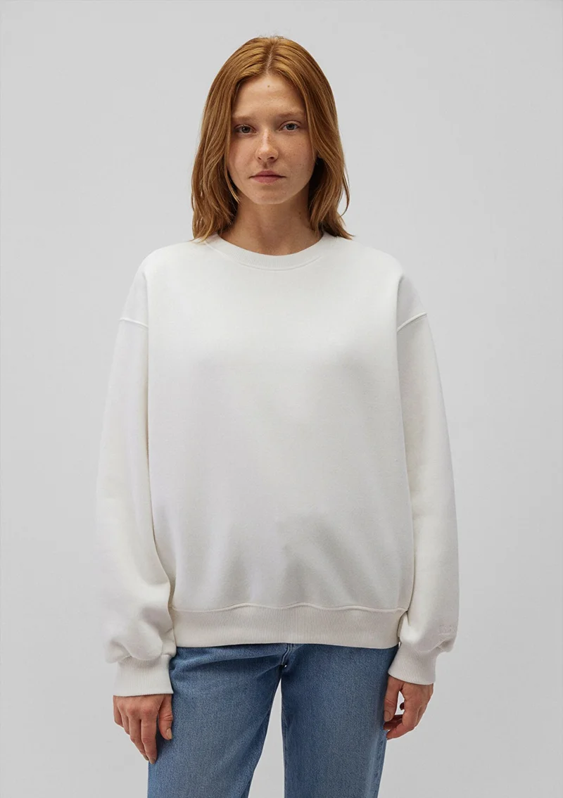 مافي Blue Women's Crew Neck White Basic Sweatshirt 1610198-70057