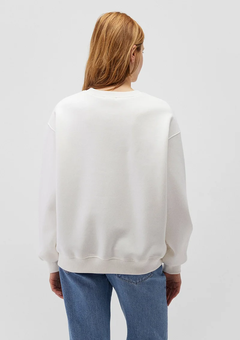 مافي Blue Women's Crew Neck White Basic Sweatshirt 1610198-70057