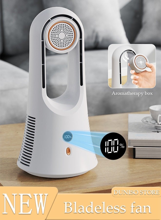 DUNISO Air Multiplier Bladeless Fan Desktop Fan Portable Bladeless Fan With 6-Speed Personal Fan,Outdoor, Bedroom, Household Electric Silent Desktop Fan With Aromatherapy Box - Image 1