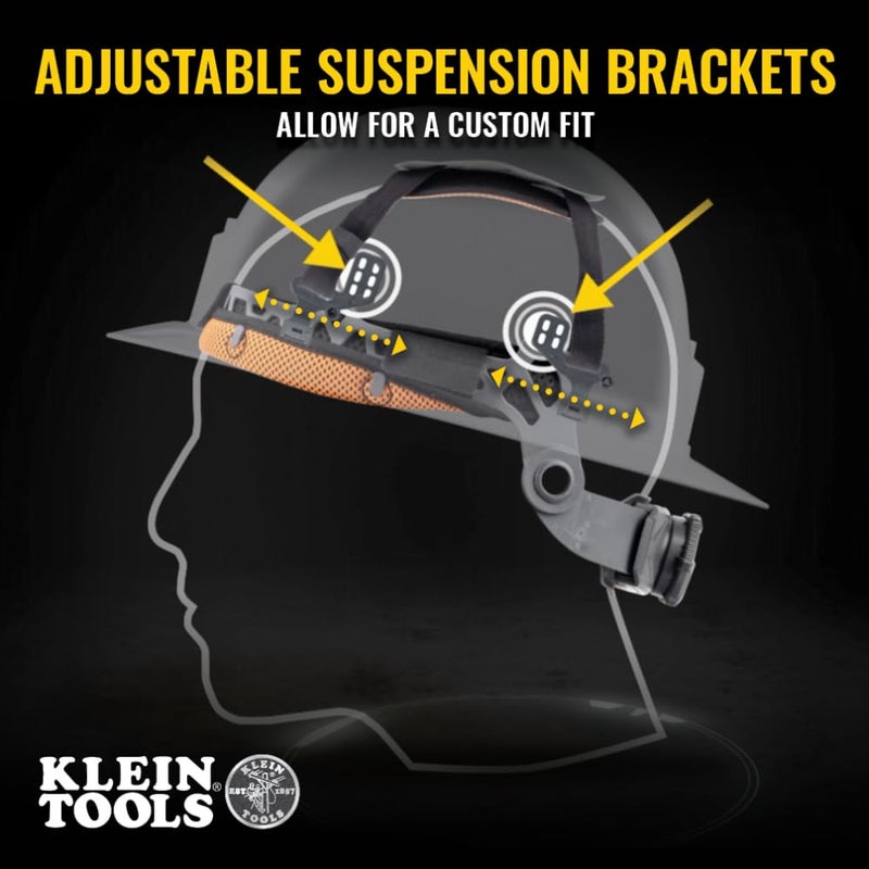 Klein Tools Klein Tools 60347 Hard Hat, Vented Full Brim, Class C, Premium KARBN Pattern, Rechargeable Lamp, Padded Sweat-Wicking Sweatband, Top Pad  - Image 4