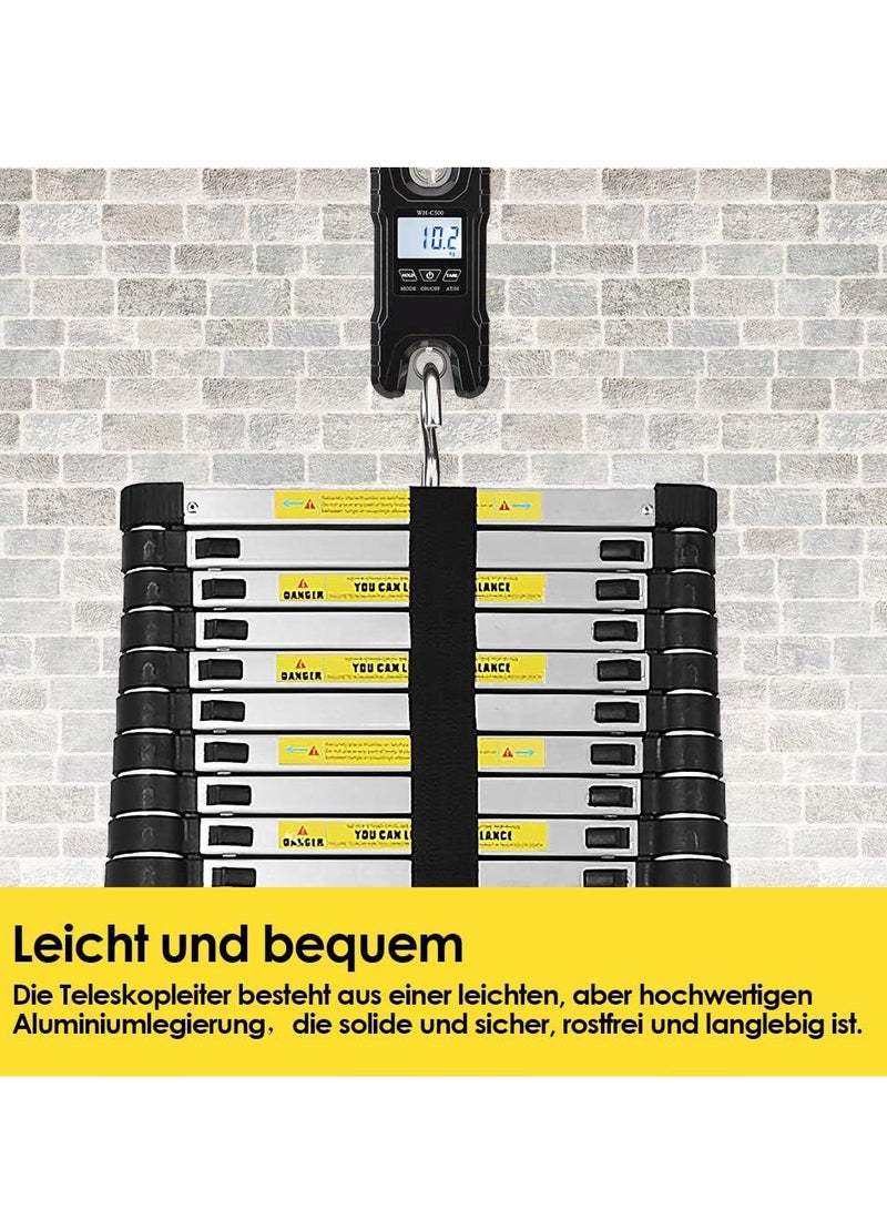 Aluminium Telescopic Ladder, 3.8 m Extendable Ladder, Non-Slip Aluminium Ladder, Multi-Purpose Ladder, Extendable Aluminium Ladder, Telescopic Extendable Ladder, 150 kg Load Capacity  This telescopic ladder is made of high-quality aluminium, lightweight, and easy to carry. It is designed for versatility and safety, with a non-slip design. Ideal for various tasks such as home repairs, cleaning, and more. Suitable for both indoor and outdoor use. - Image 2