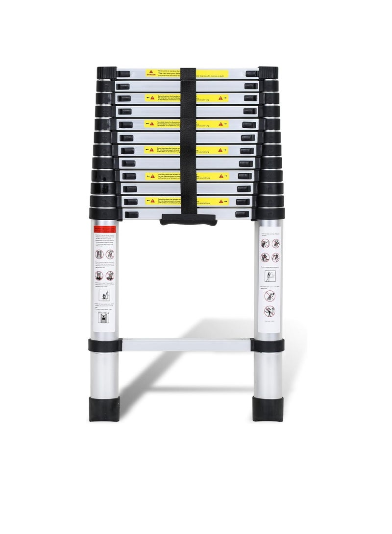 Aluminium Telescopic Ladder, 3.8 m Extendable Ladder, Non-Slip Aluminium Ladder, Multi-Purpose Ladder, Extendable Aluminium Ladder, Telescopic Extendable Ladder, 150 kg Load Capacity  This telescopic ladder is made of high-quality aluminium, lightweight, and easy to carry. It is designed for versatility and safety, with a non-slip design. Ideal for various tasks such as home repairs, cleaning, and more. Suitable for both indoor and outdoor use. - Image 1