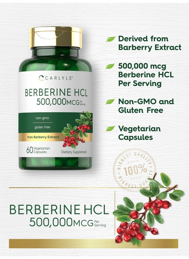 Carlyle Berberine HCL Supplement | 500,000mcg | 60 Capsules | Vegetarian, Non-GMO, Gluten Free - Image 4