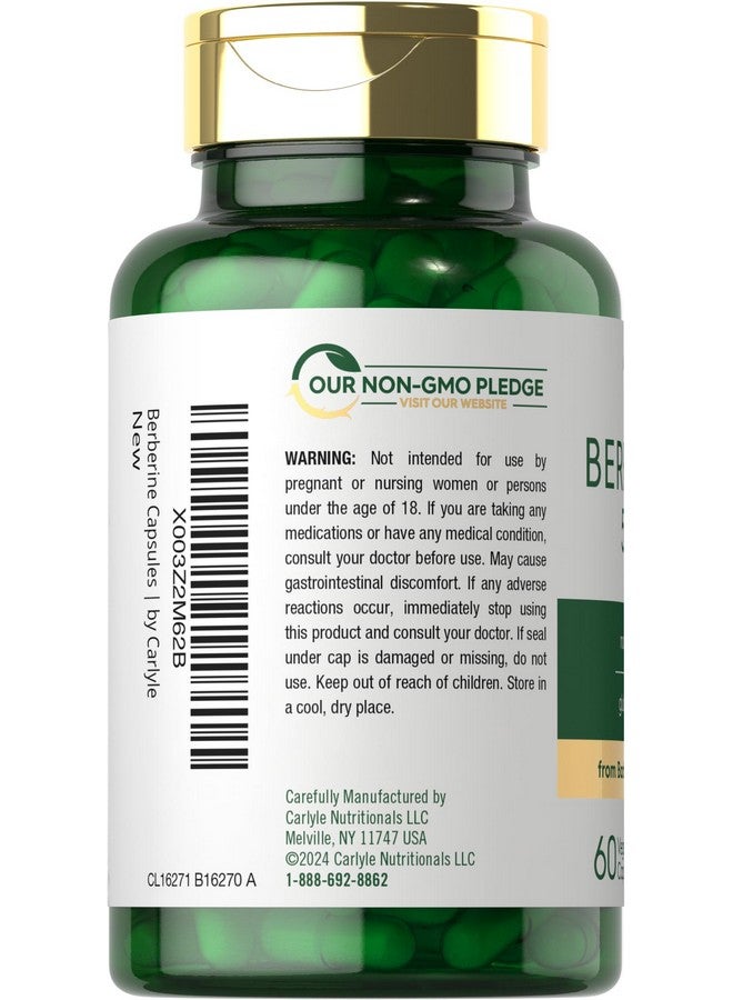 Carlyle Berberine HCL Supplement | 500,000mcg | 60 Capsules | Vegetarian, Non-GMO, Gluten Free - Image 3