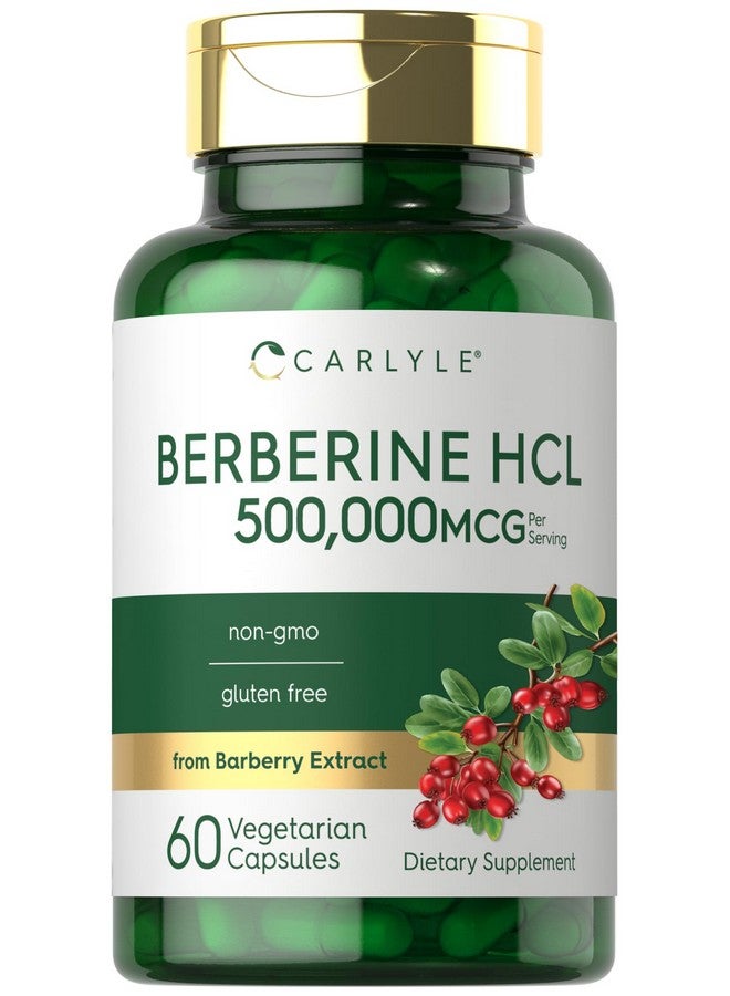 Carlyle Berberine HCL Supplement | 500,000mcg | 60 Capsules | Vegetarian, Non-GMO, Gluten Free - Image 1