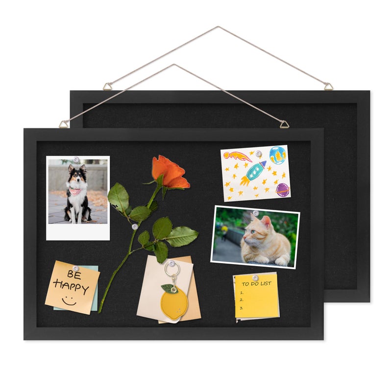 DAHAPYBOO Cork Board with Linen Black 2Pack,Bulletin Board 17"x12", Corkboards for Office Home School Message Board or Vision Board Decoration. - Image 1