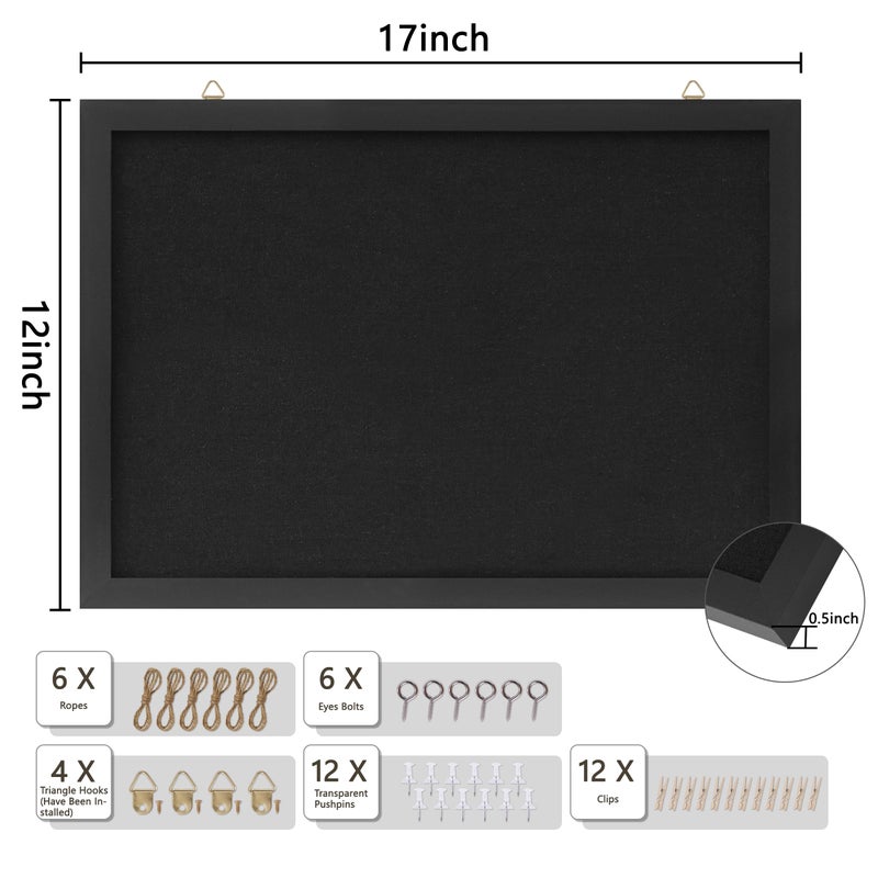 DAHAPYBOO Cork Board with Linen Black 2Pack,Bulletin Board 17"x12", Corkboards for Office Home School Message Board or Vision Board Decoration. - Image 2