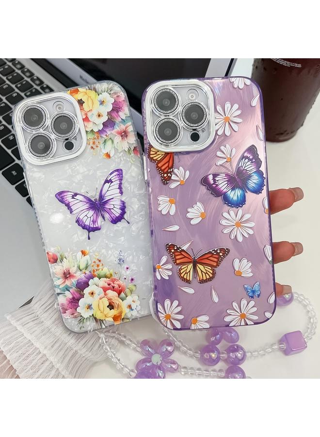 erorex Case For iPhone 16 Pro Max Plating Texture Butterfly Wristband TPU Phone Case with Glitter Lens Film - Image 2