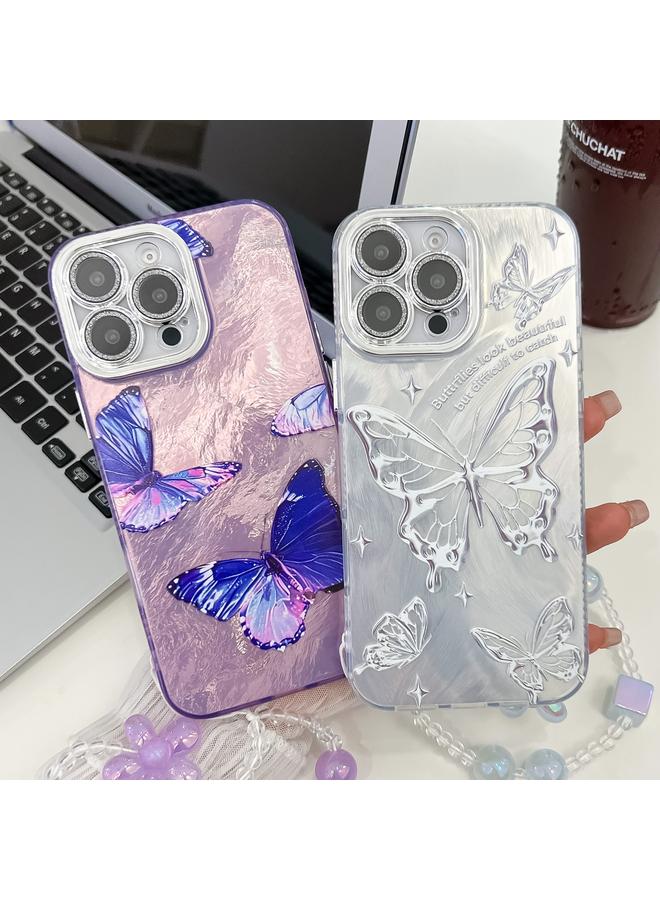 erorex Case For iPhone 16 Pro Max Plating Texture Butterfly Wristband TPU Phone Case with Glitter Lens Film - Image 3