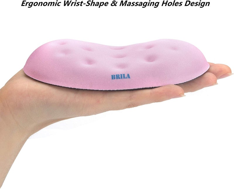 BRILA Memory Foam Mouse & Keyboard Wrist Rest Support Pad Cushion Set for Computer, Laptop, Office Work, PC Gaming - Massage Holes Design (Pink) - Image 4