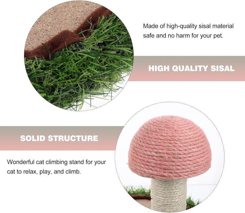 Cat Climbing Frame and Natural Linen -Shaped Cat Scratching Post with Sturdy Grass Texture Pink for Cats and Kittens - Image 3