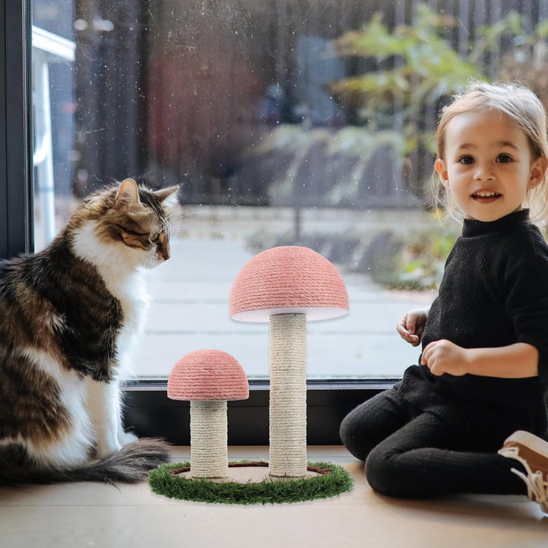 Cat Climbing Frame and Natural Linen -Shaped Cat Scratching Post with Sturdy Grass Texture Pink for Cats and Kittens - Image 5