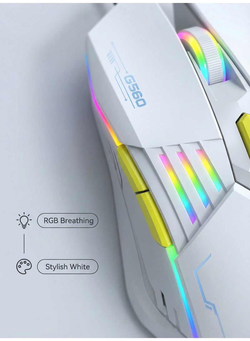 تي- وولف T-WOLF ألعاب الماوس سلكية ألعاب الماوس 6D زر 4 ألوان التنفس ضوء 4-سرعة DP تعديل 3600DPI عالية الدقة ألعاب الكمبيوتر الماوس إيرغونومية الخلفية USB الماوس - Image 4