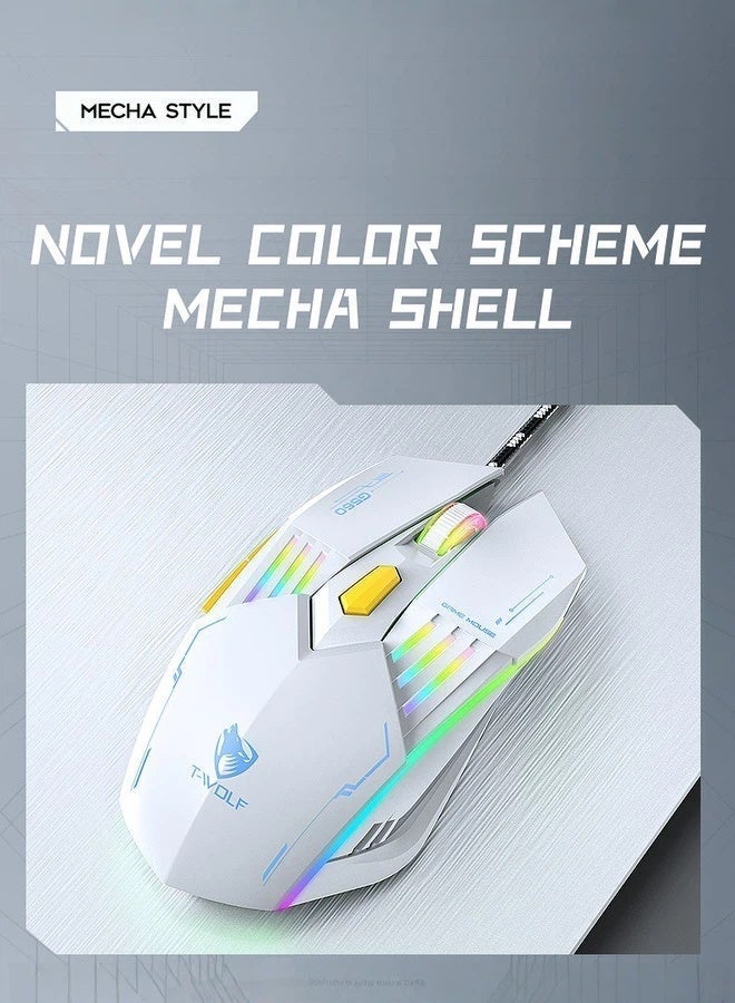 تي- وولف T-WOLF ألعاب الماوس سلكية ألعاب الماوس 6D زر 4 ألوان التنفس ضوء 4-سرعة DP تعديل 3600DPI عالية الدقة ألعاب الكمبيوتر الماوس إيرغونومية الخلفية USB الماوس - Image 3