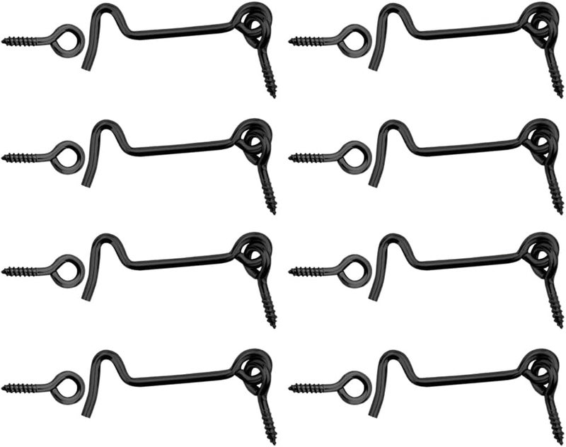 WOOCH 8 Pack 2.5-Inch Swivel Cabin Hook and Eye Latch – Carbon Steel Door and Window Lock with Mounting Screws, Rust-Resistant for Gate, Closet, Shed, Cabinet (Black) - Image 1