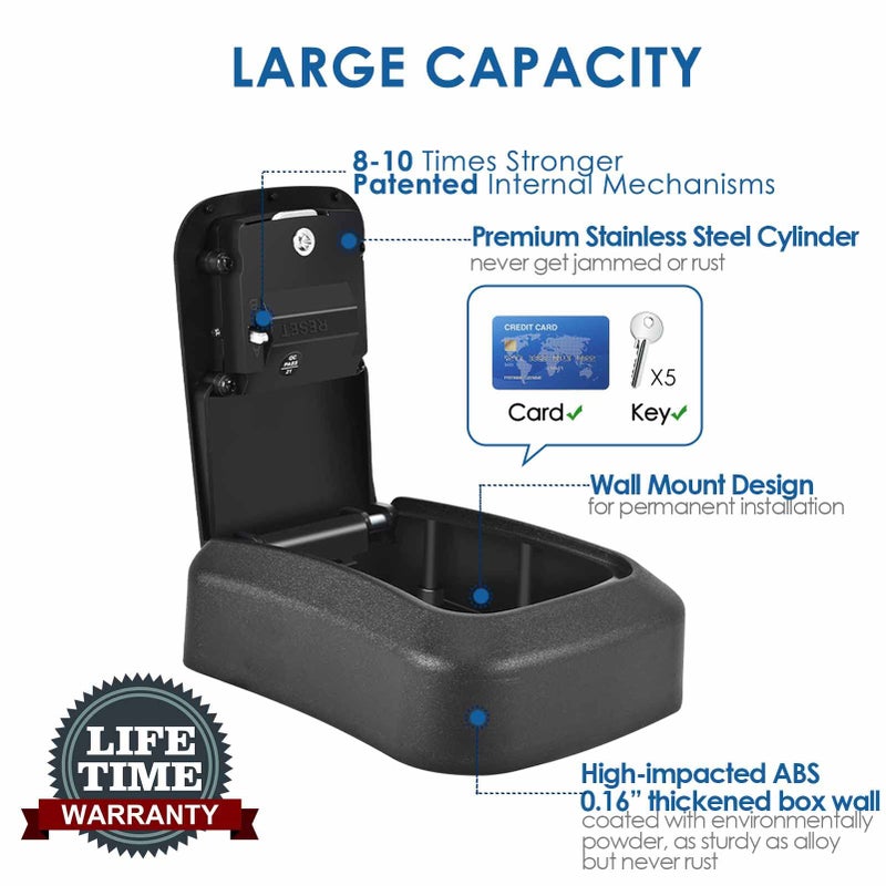 GIVERARE Key Lock Box, Wall Mount 4 Digits Combination Lockbox Outside, Waterproof Outdoor Key Hider for House Key, Resettable Safe Security Password Box with Mounting Kit-Black - Image 3