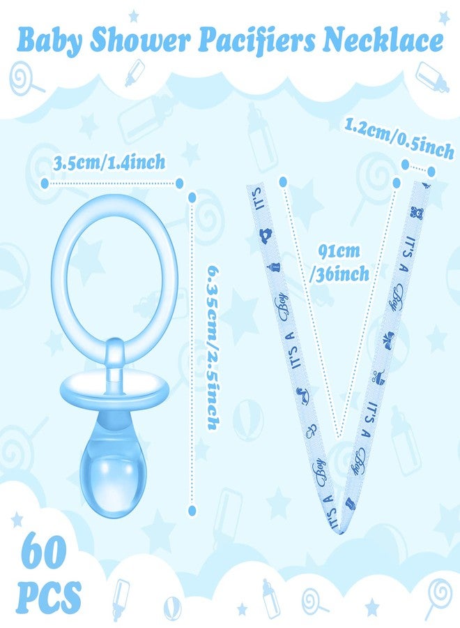 Coume 60 Pieces Baby Shower Pacifiers Necklace Acrylic Pacifiers Necklace Charm Party Favors for Girls Boys Baby Shower Party Decorations Table Scatter(Boy Style,Blue) - Image 4
